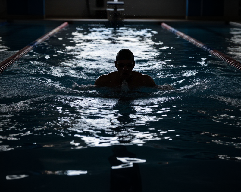 Cinematic Swimmer Silhouette