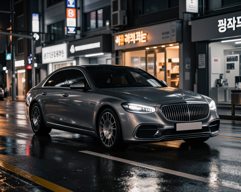 Luxury Sedan in Seoul Night