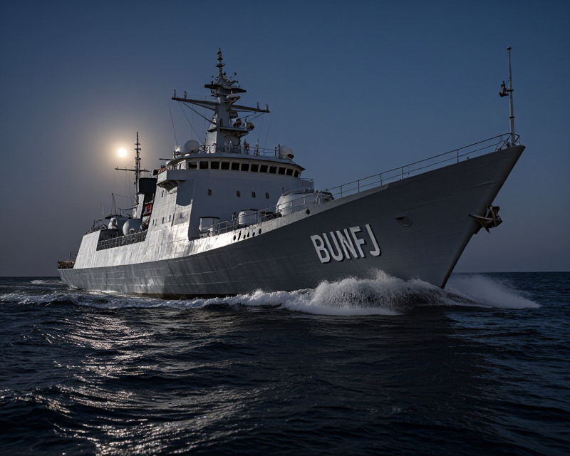 Modern Warship in Dark Sea