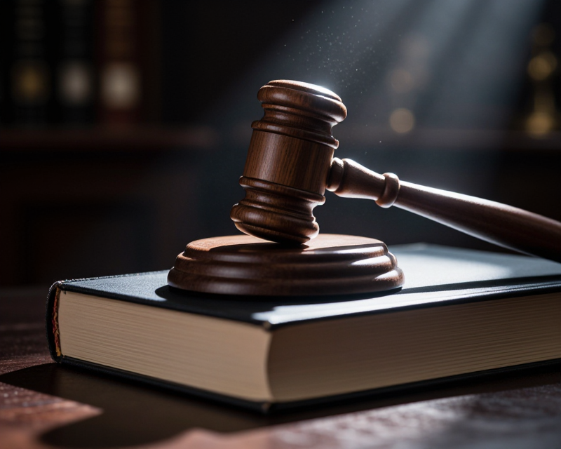 Courtroom Gavel and Law Book
